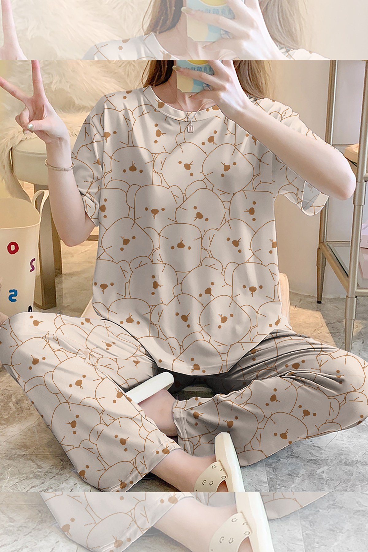 Kısa Kollu Pijama Takımı Allbears5 Supersoft Basic Süprem