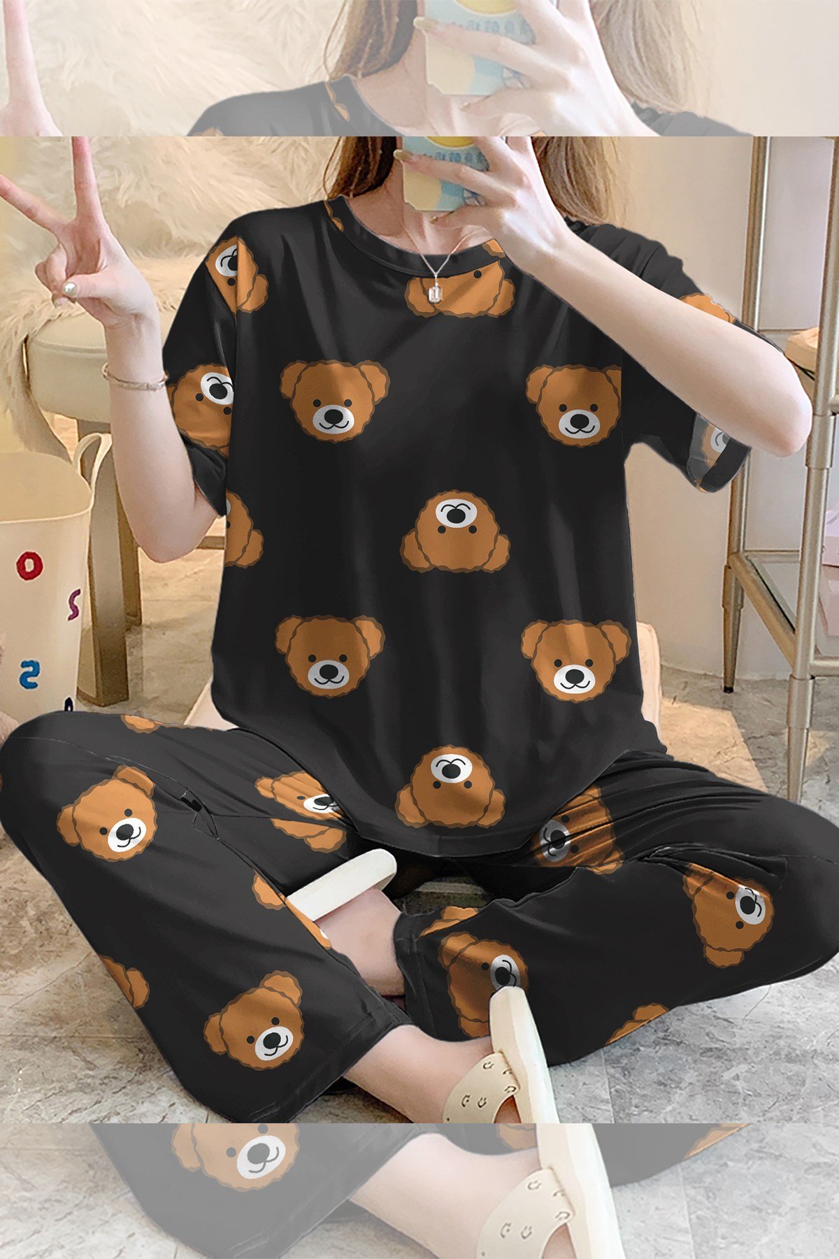 Kısa Kollu Pijama Takımı Brown Bear Supersoft Basic Süprem