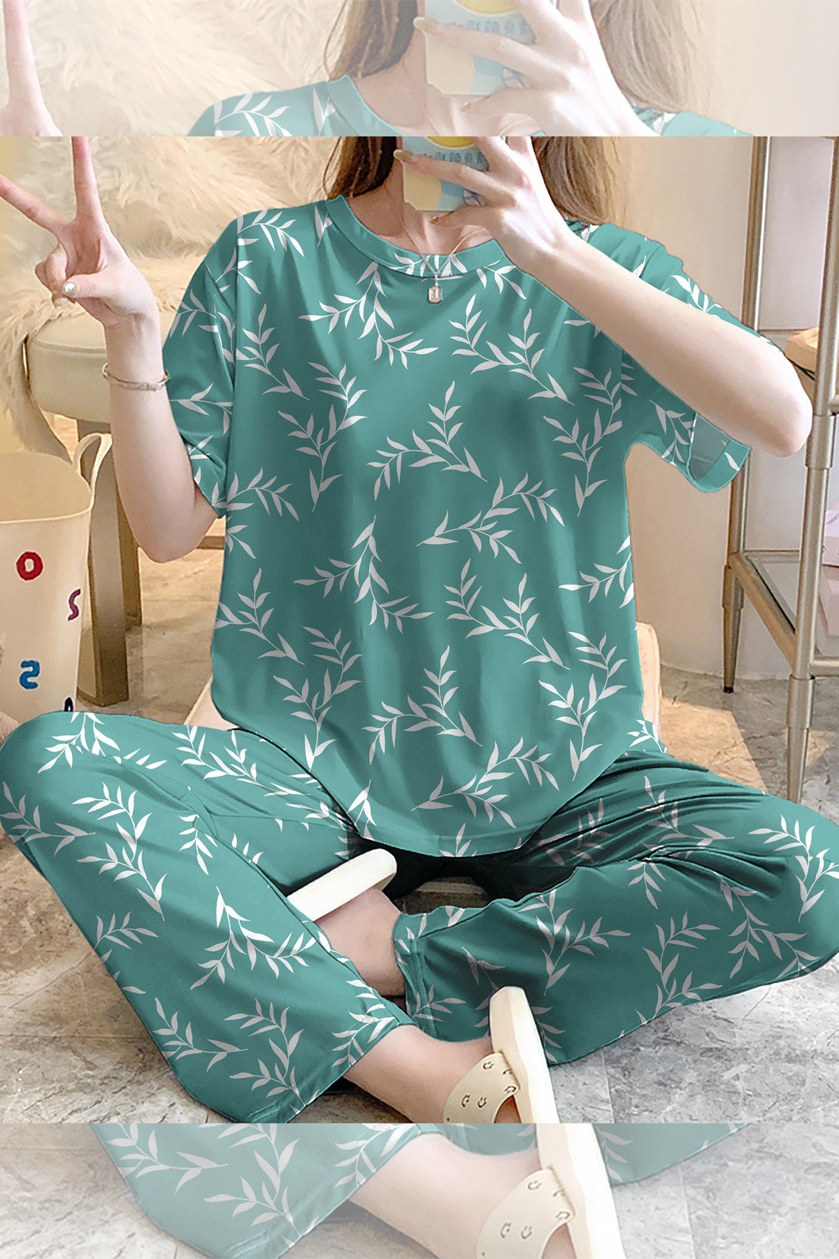 Kısa Kollu Pijama Takımı FindPeace Supersoft Basic Süprem