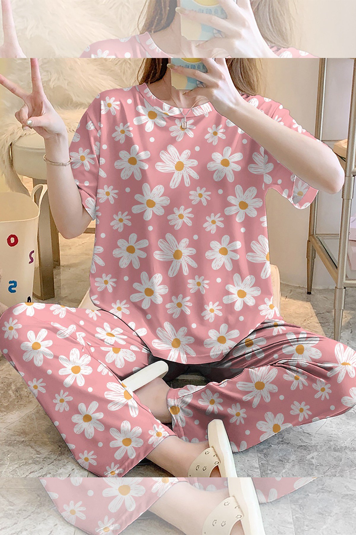 Kısa Kollu Pijama Takımı HelloSpringDaisy Supersoft Basic Süprem