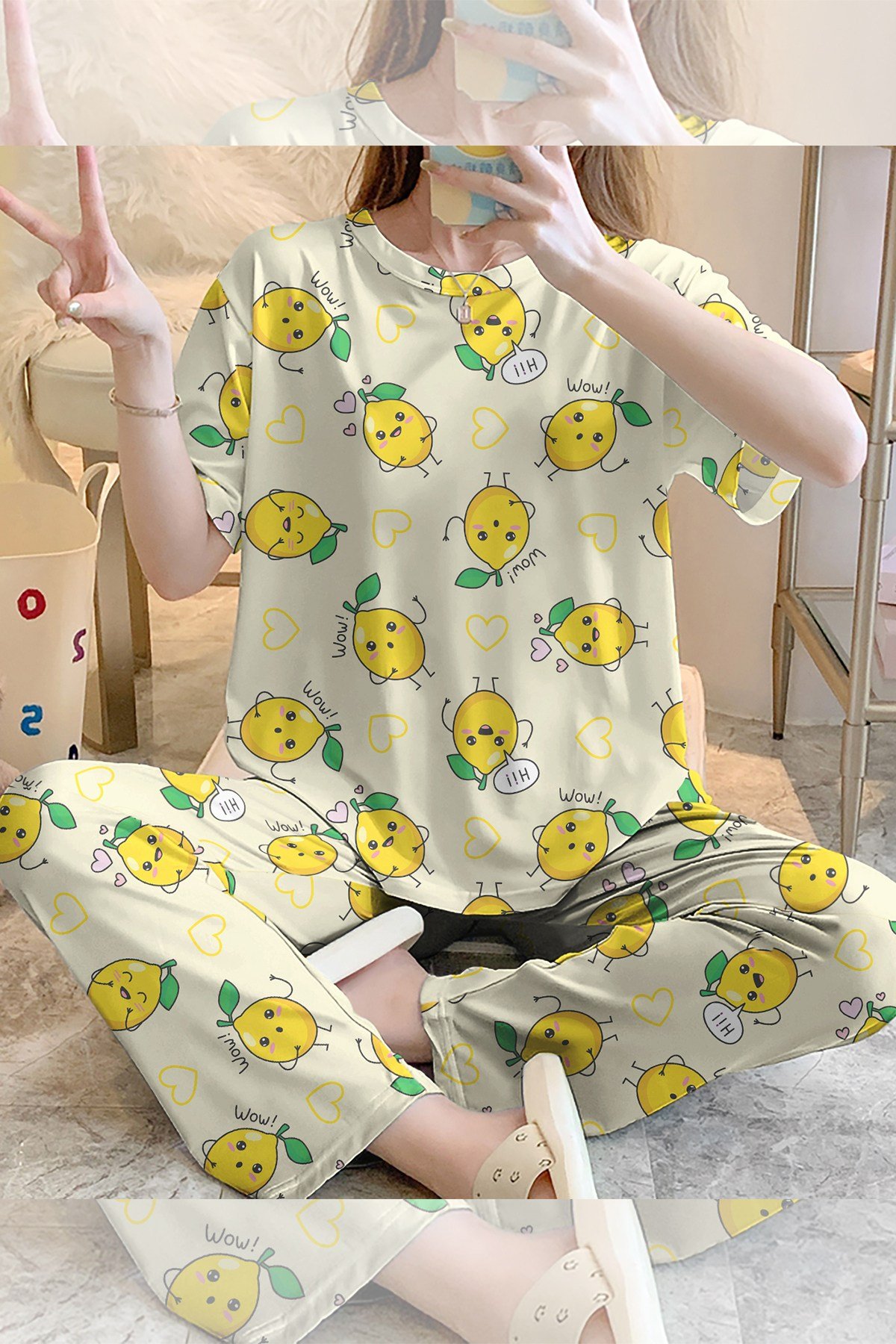 Kısa Kollu Pijama Takımı Lemon Supersoft Basic Süprem