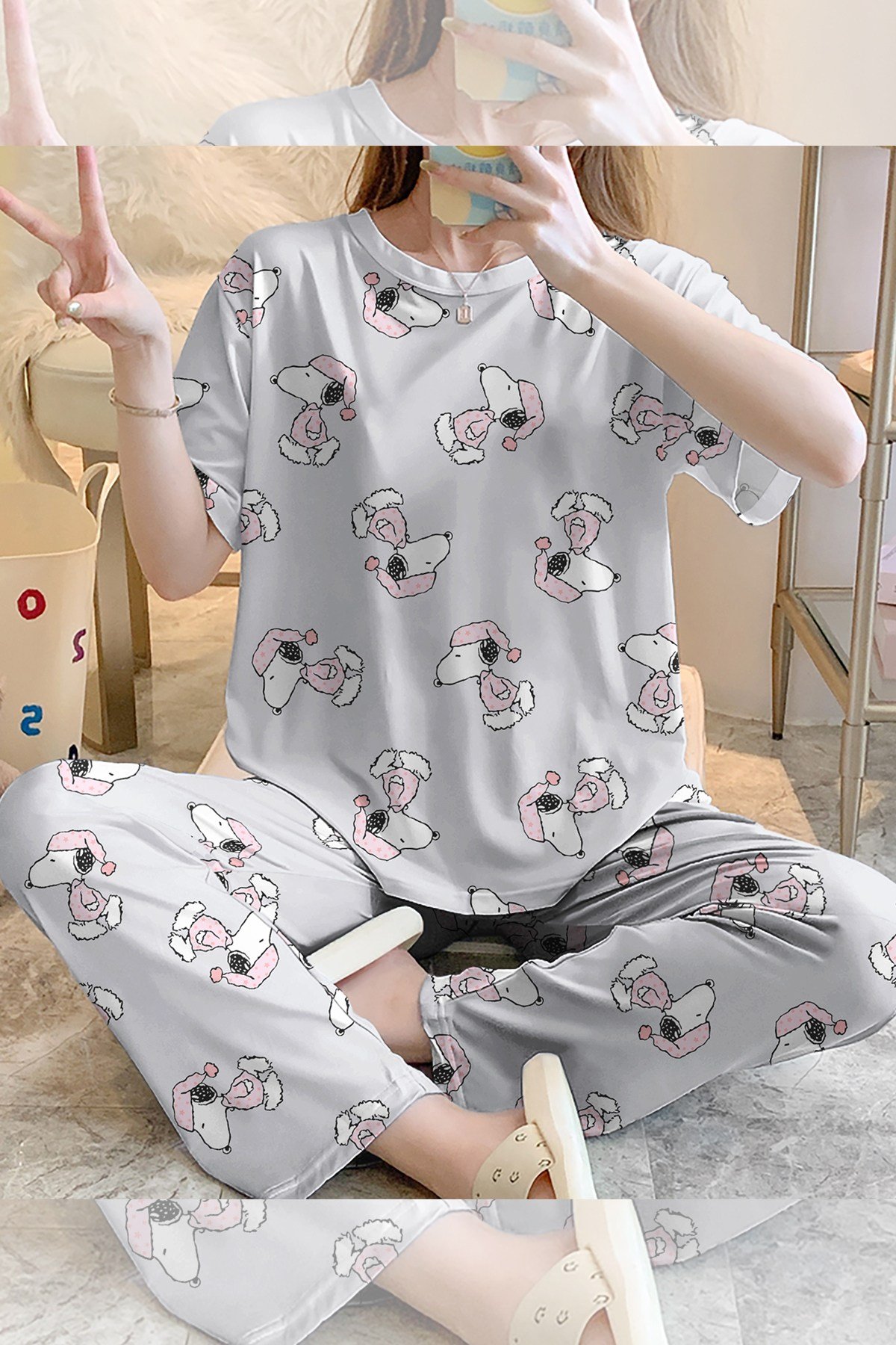 Kısa Kollu Pijama Takımı Snoopy Allday Supersoft Basic Süprem