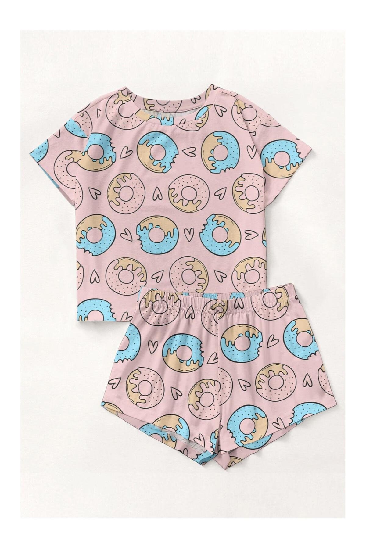 Kısa Kollu Şort Pijama Takımı Donut Supersoft Basic Süprem