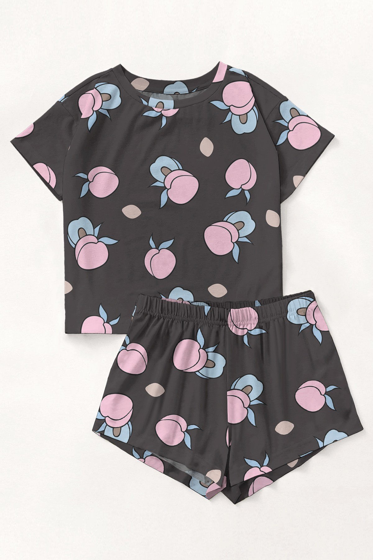 Kısa Kollu Şort Pijama Takımı FanlyPeach Supersoft Basic Süprem