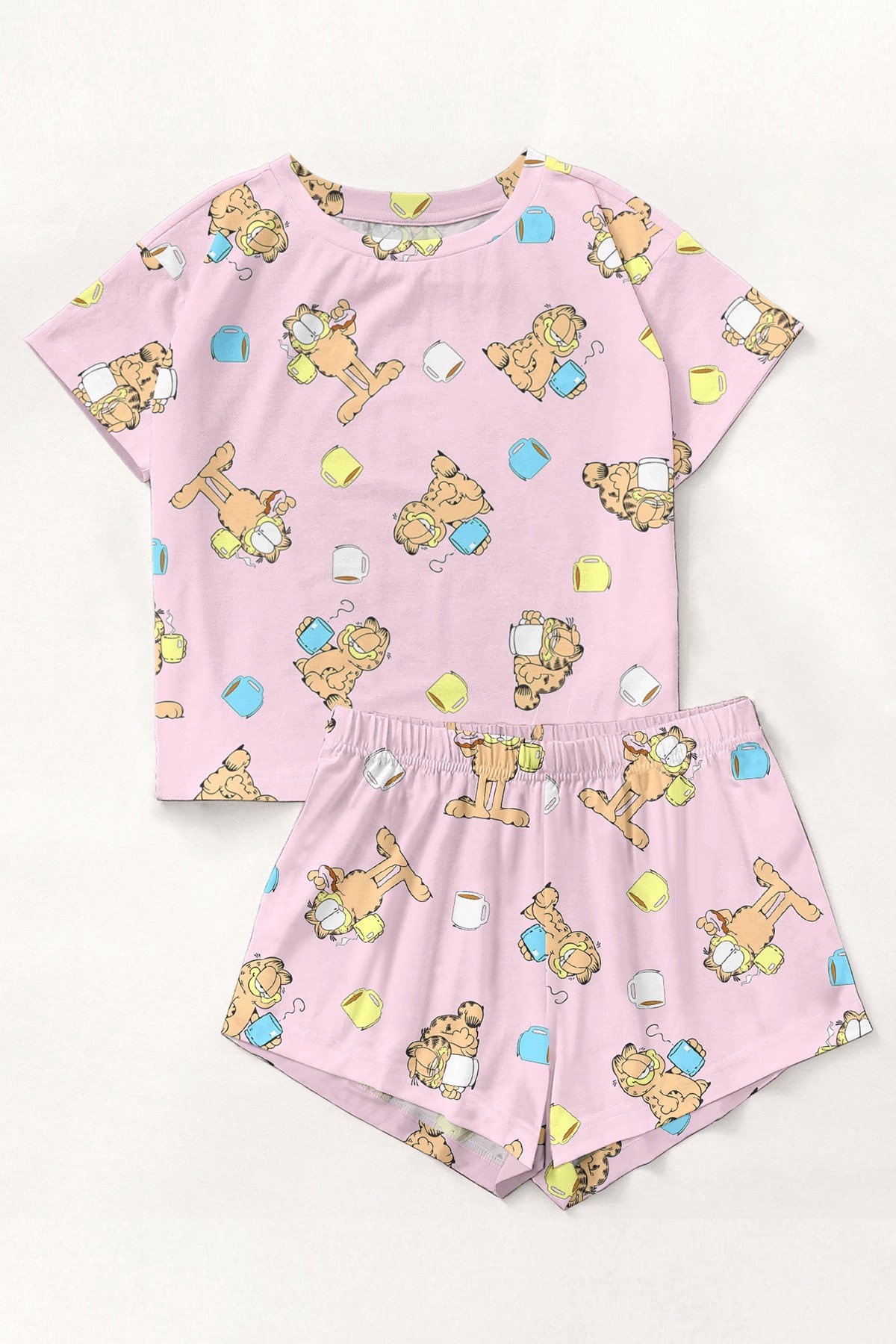 Kısa Kollu Şort Pijama Takımı Garfield Supersoft Basic Süprem