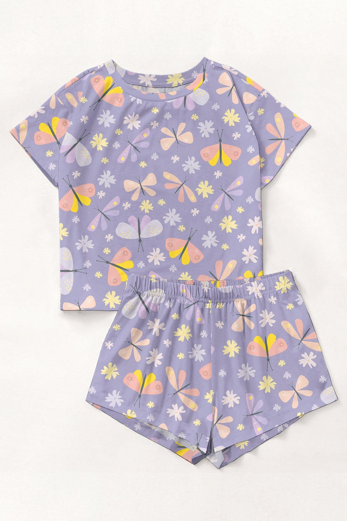 Kısa Kollu Şort Pijama Takımı Kelebek Supersoft Basic Süprem