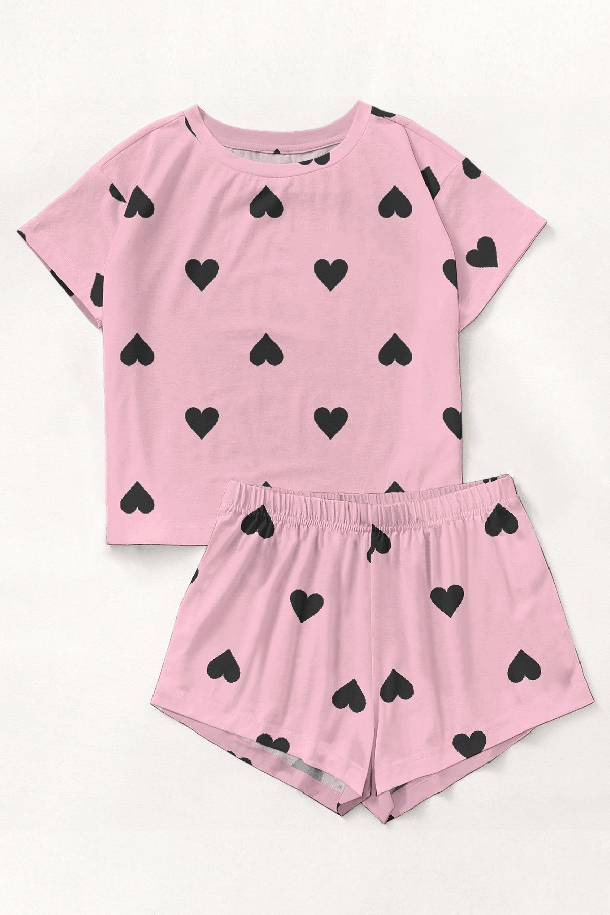 Kısa Kollu Şort Pijama Takımı Love Your Heart Supersoft Basic Süprem