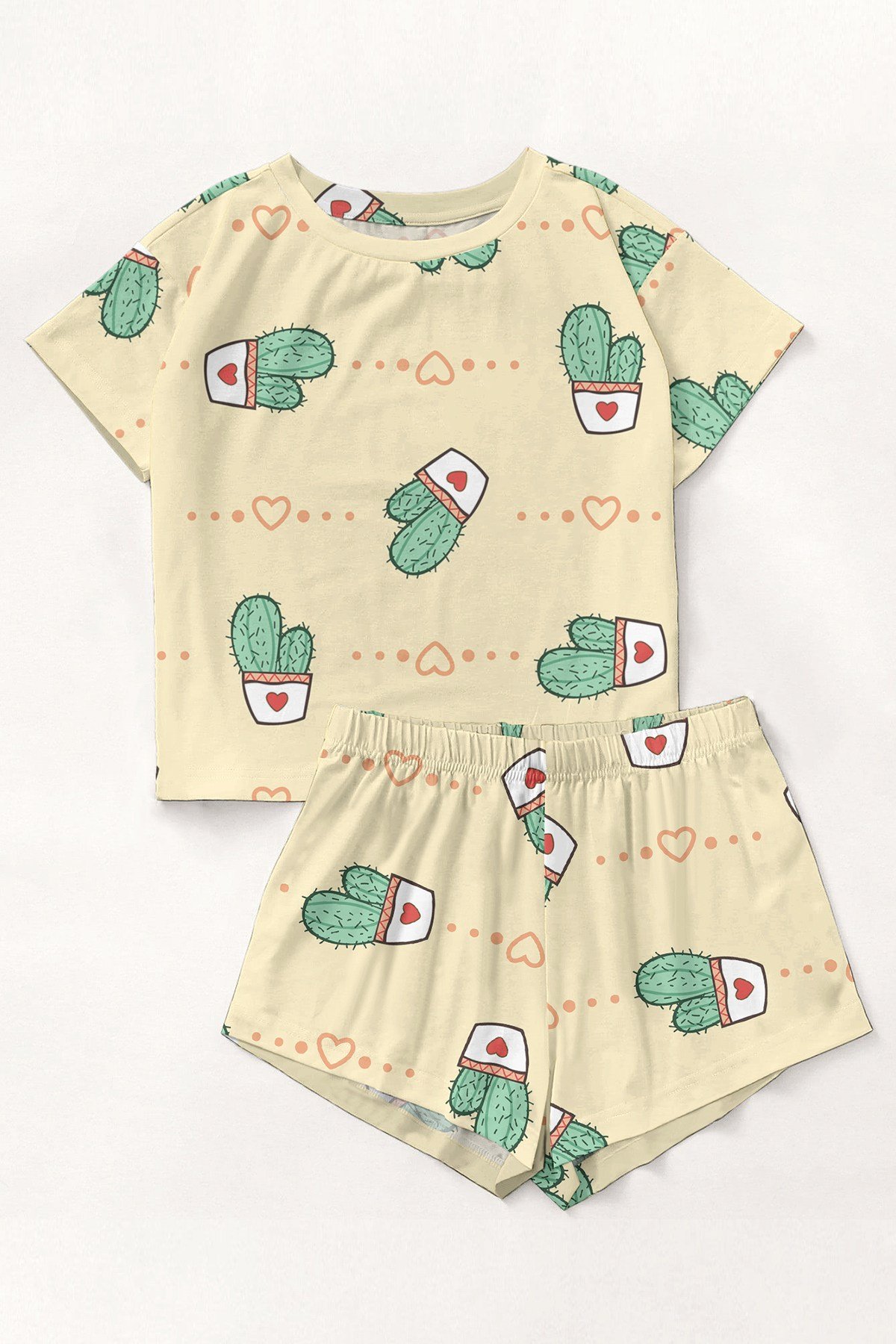 Kısa Kollu Şort Pijama Takımı LovelyCactus Supersoft Basic Süprem