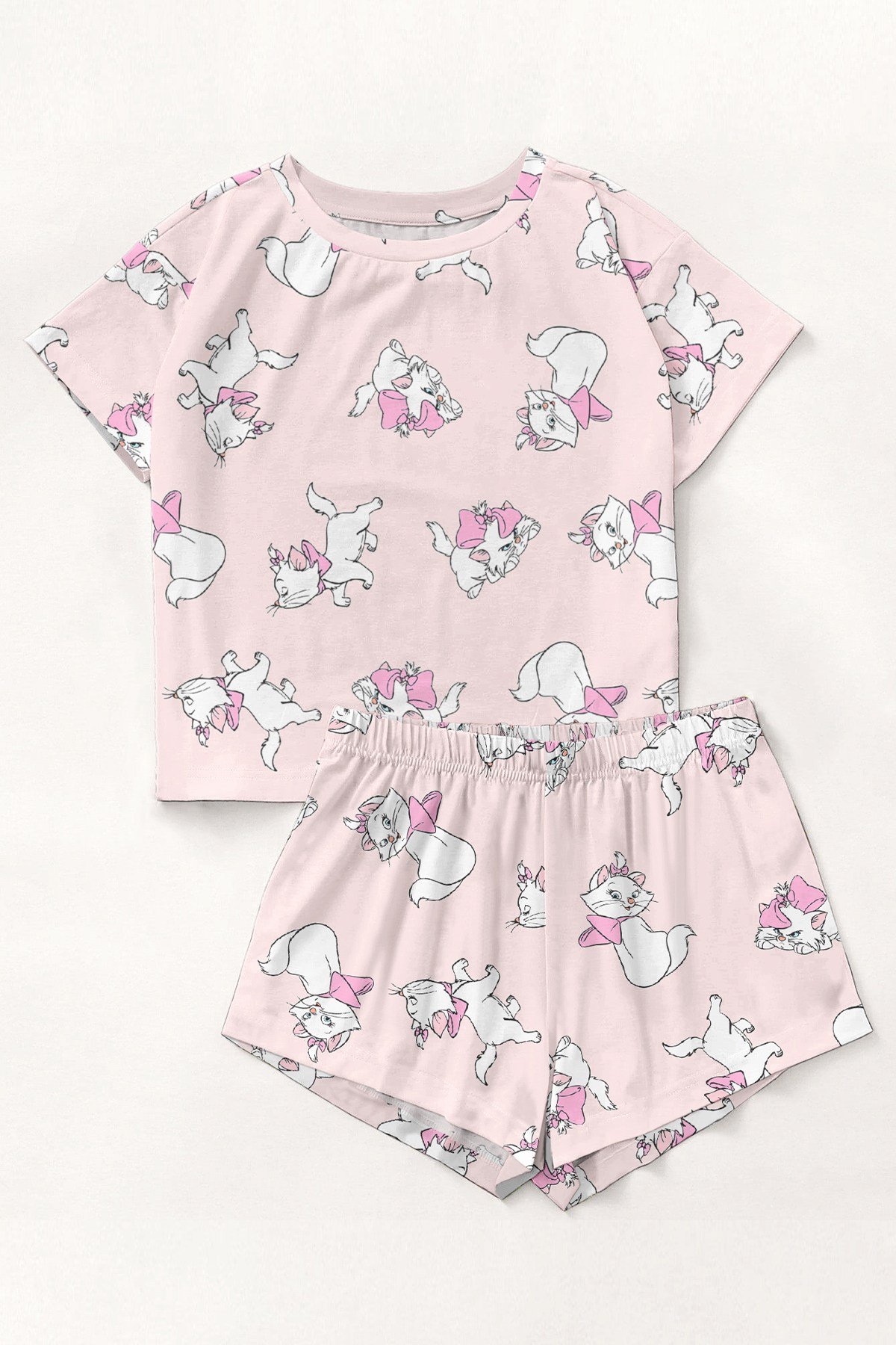 Kısa Kollu Şort Pijama Takımı Marie Cat Supersoft Basic Süprem