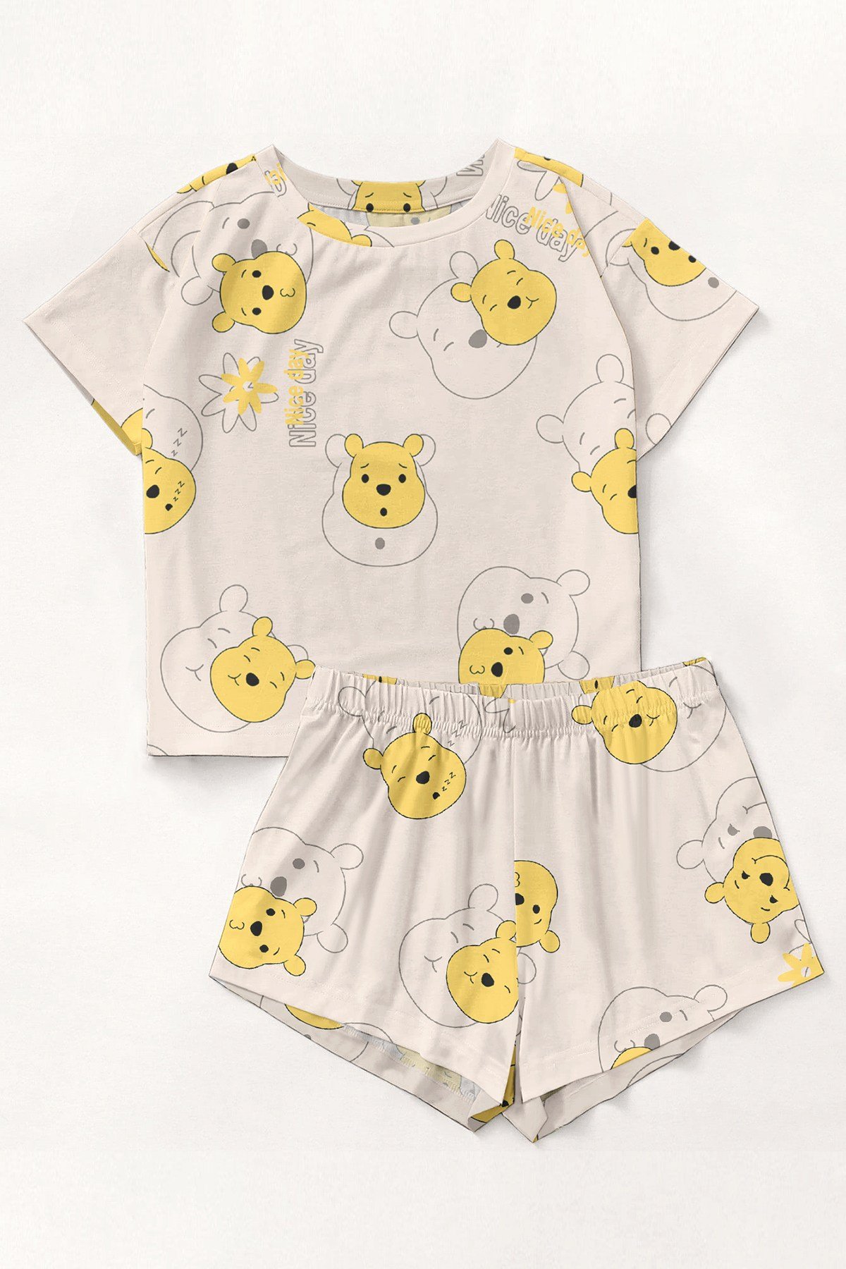 Kısa Kollu Şort Pijama Takımı Pooh Supersoft Basic Süprem