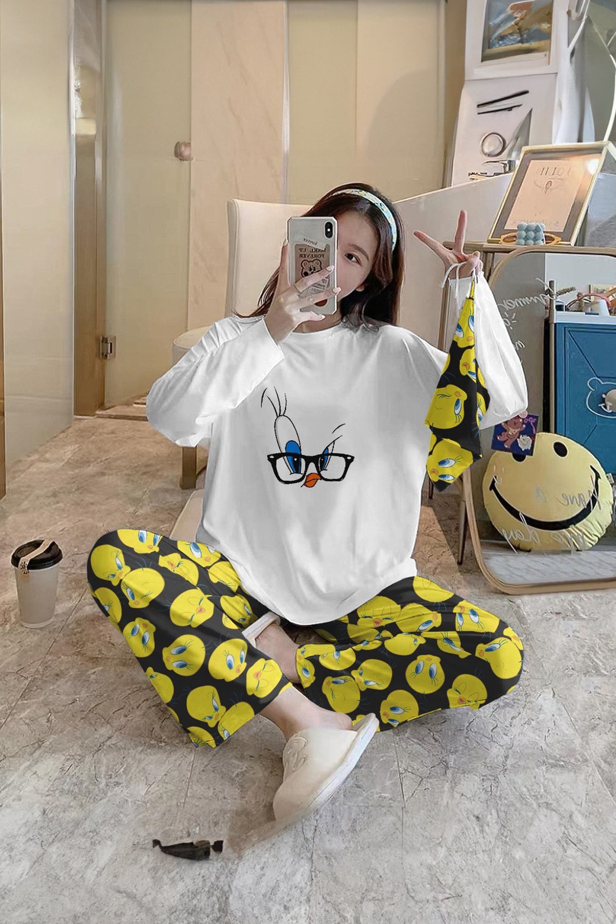 Supernova Bahd Trend Sweatshirt Pantolon Tweety Basklı Pijama Takımı