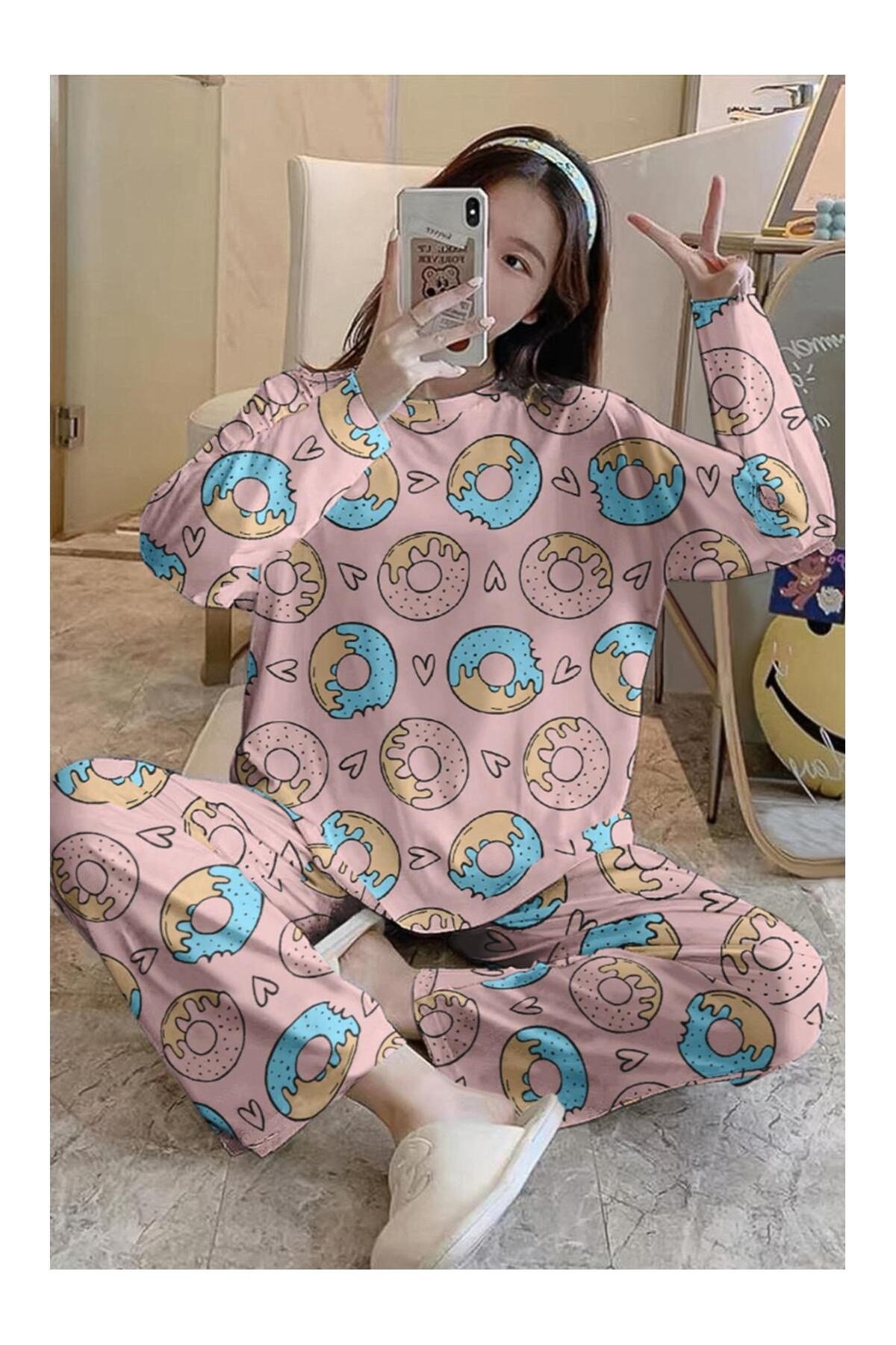Uzun Kollu Pijama Takımı Donut Supersoft Basic Süprem
