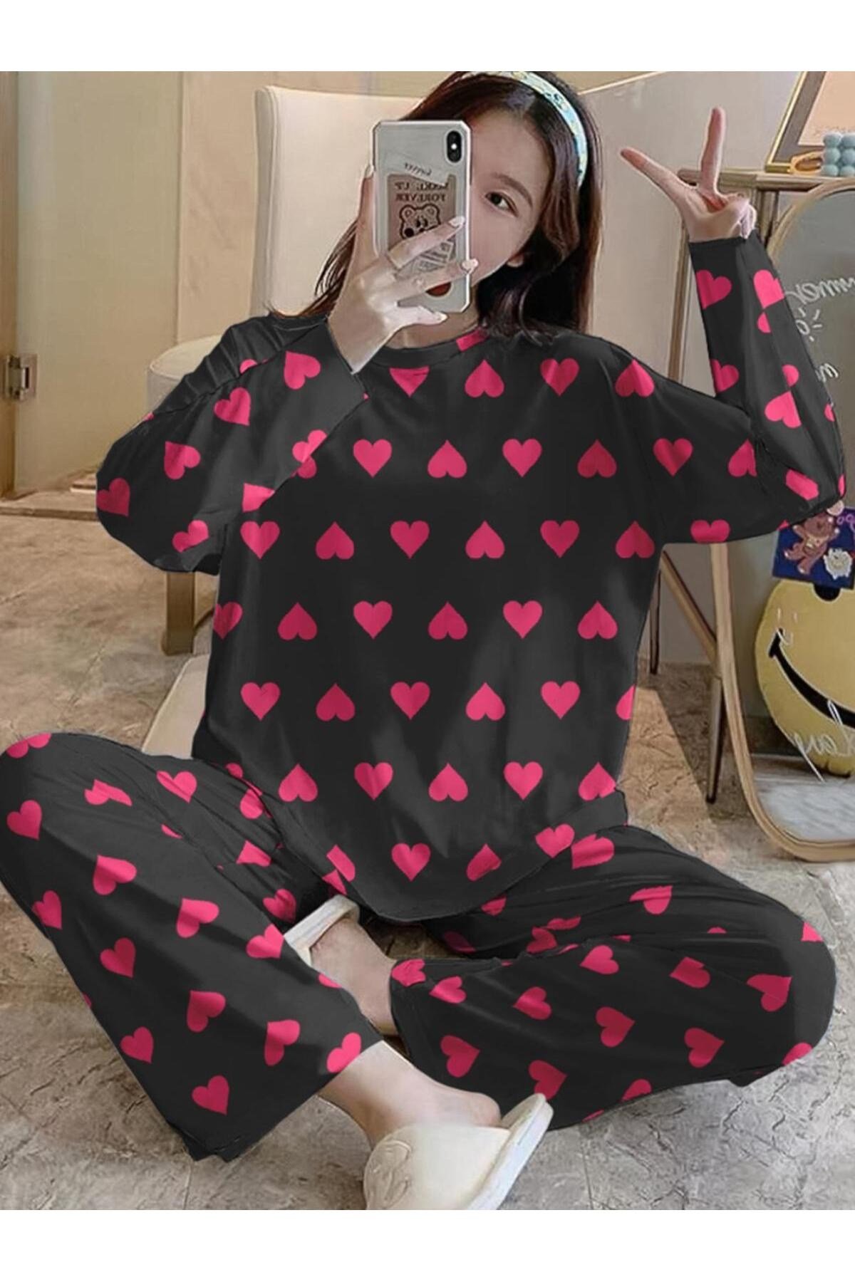 Uzun Kollu Pijama Takımı Happy Together Supersoft Basic Süprem