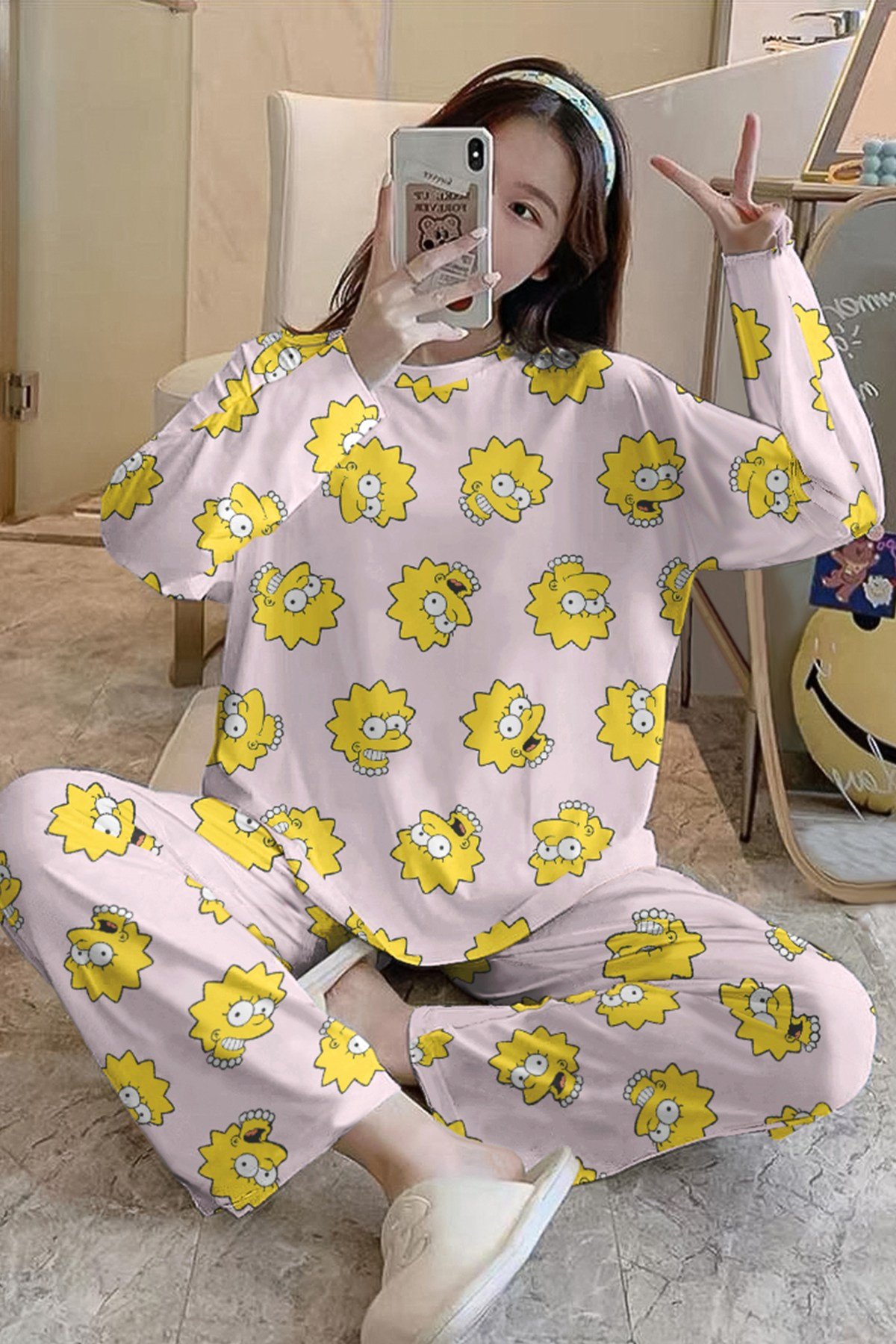 Uzun Kollu Pijama Takımı Lisa Simpsons Supersoft Basic Süprem