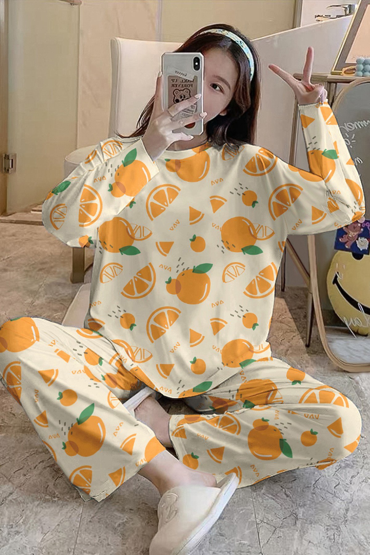 Uzun Kollu Pijama Takımı Orange1 SuperSoft Basic Suprem