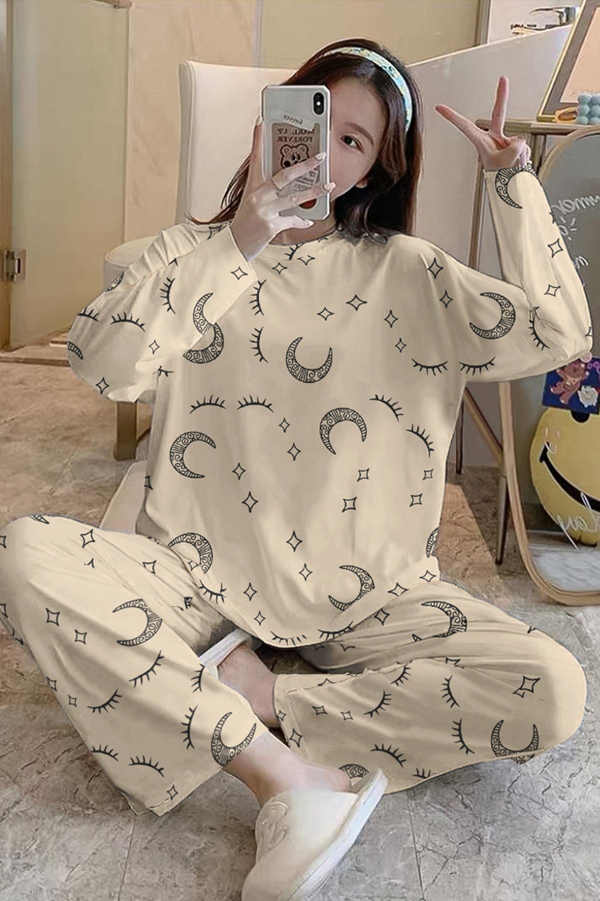 Uzun Kollu Pijama Takımı Sweet Dreams Supersoft Basic Süprem