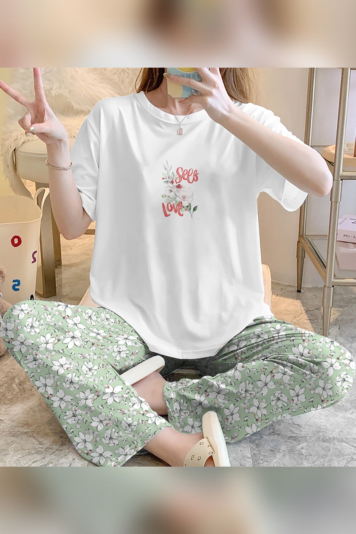 Zezecim See Love Süpersoft Kısa Kollu Pijama Takımı