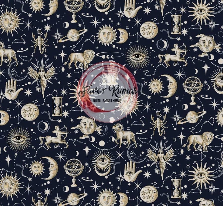 Astroloji Figür Desenli Kumaş