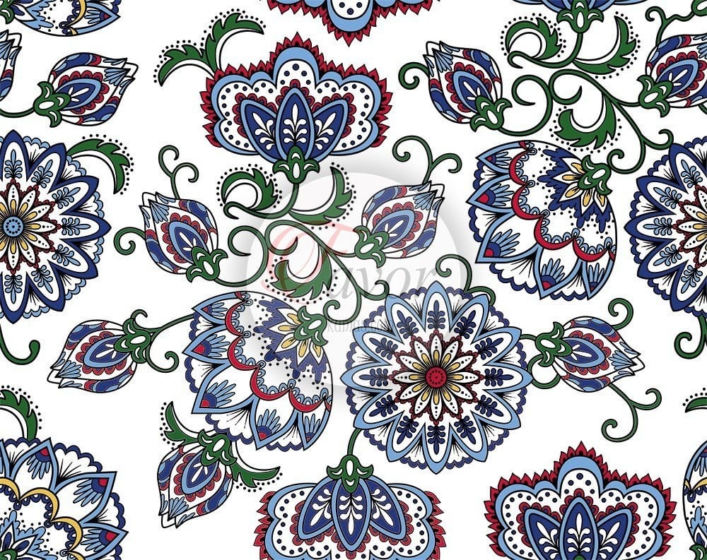 Çini Desenli Döşemelik Kumaş