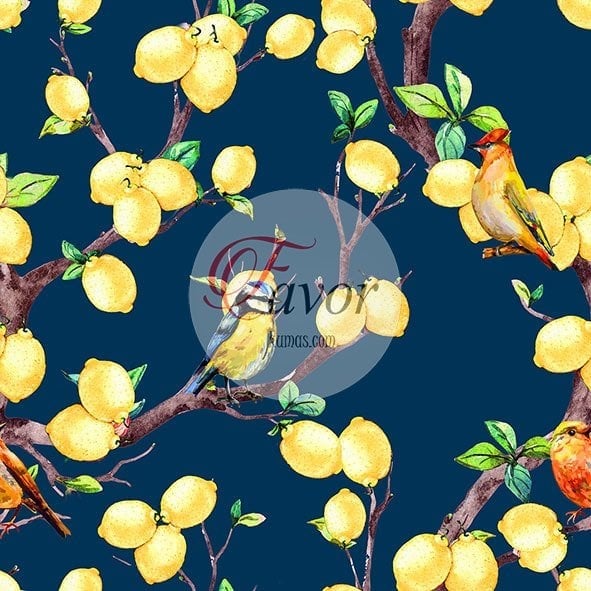 Limon Ağacı Desenli Kumaş