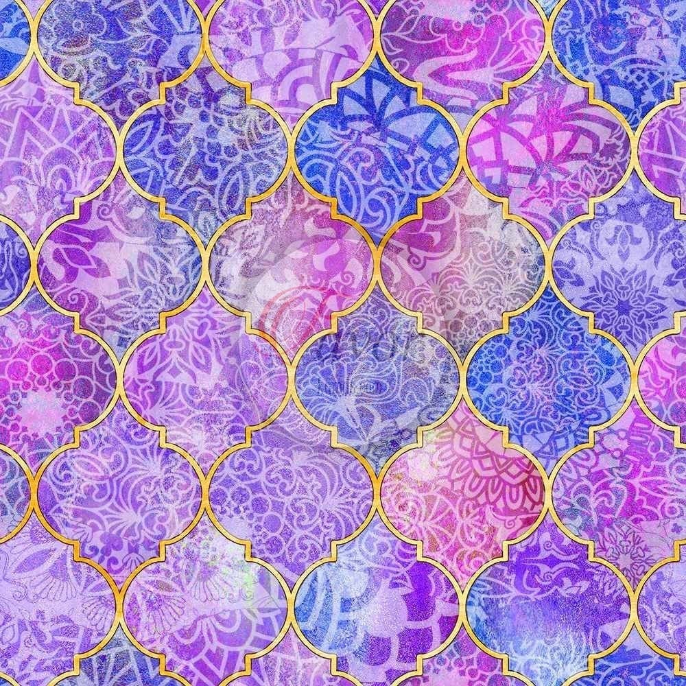Mavi Mor Moroccan Desenli Kumaş