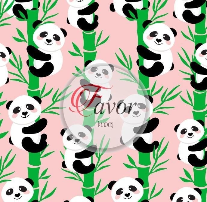 Panda Desenli Kumaş-2
