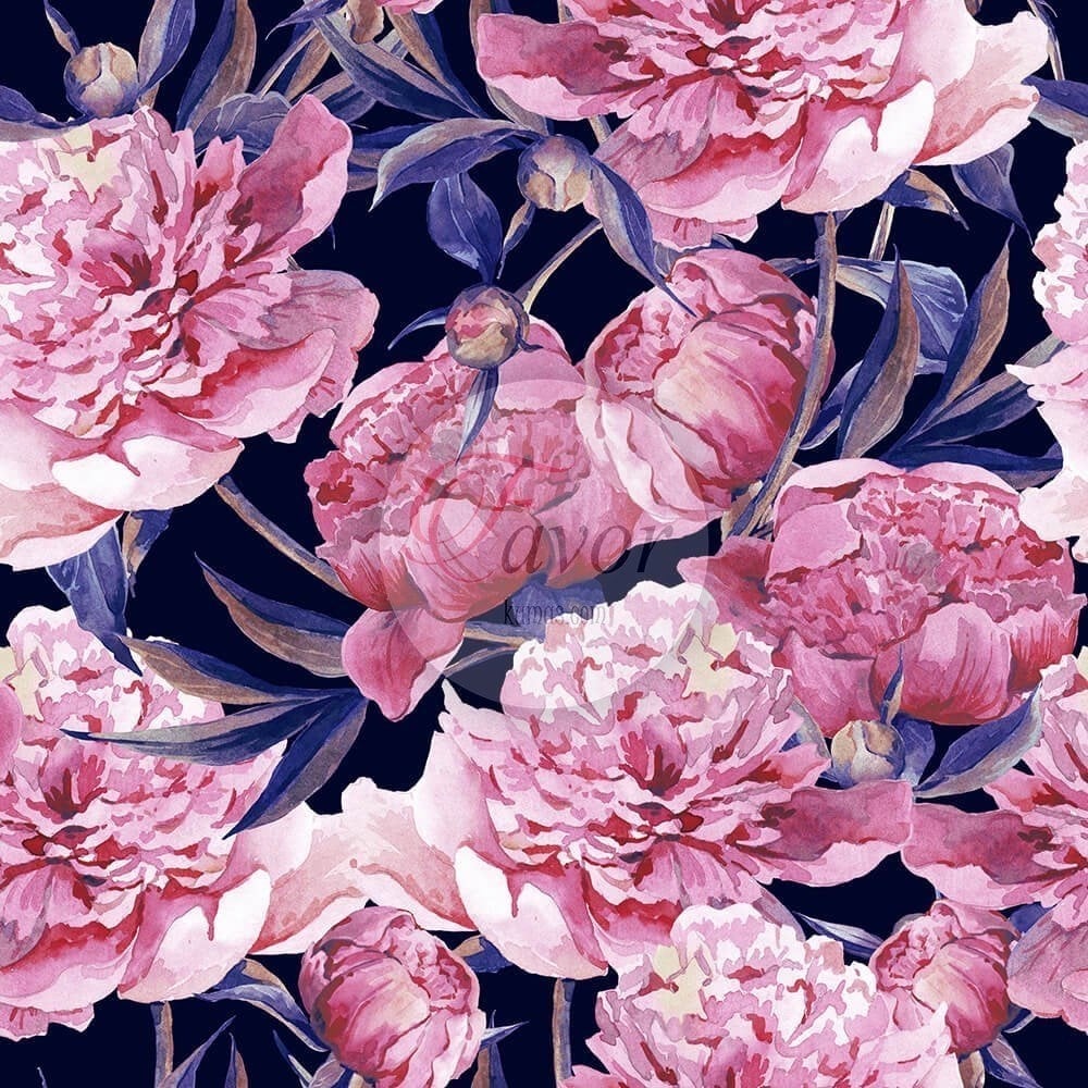 Pembe Şakayık Çiçeği Desenli Kumaş
