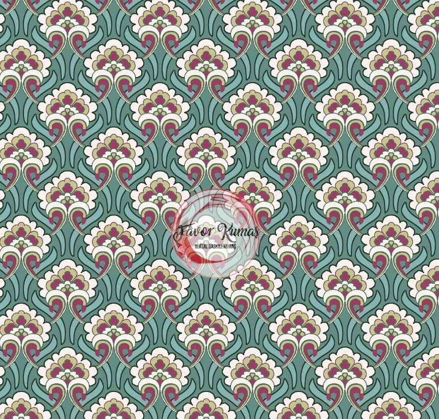 Retro Geometrik Çiçek Desenli Kumaş