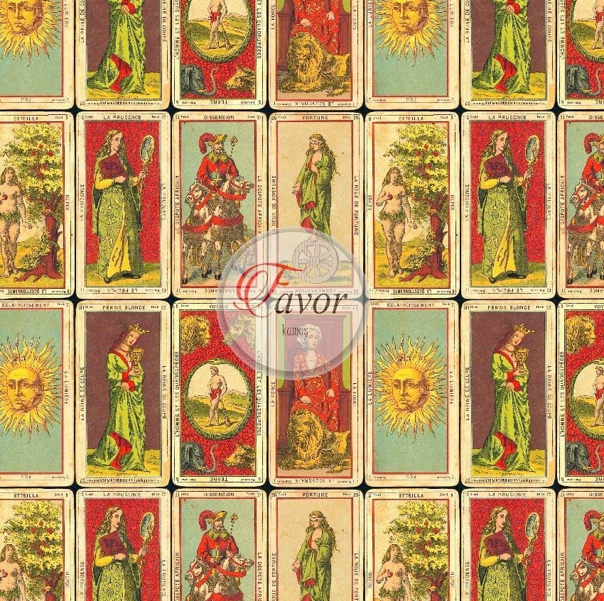 Tarot Kartı Desenli Kumaş