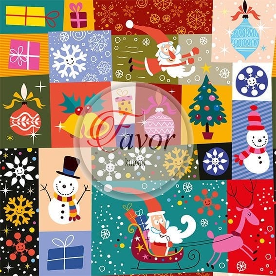 Yılbaşı Patchwork Desenli Kumaş