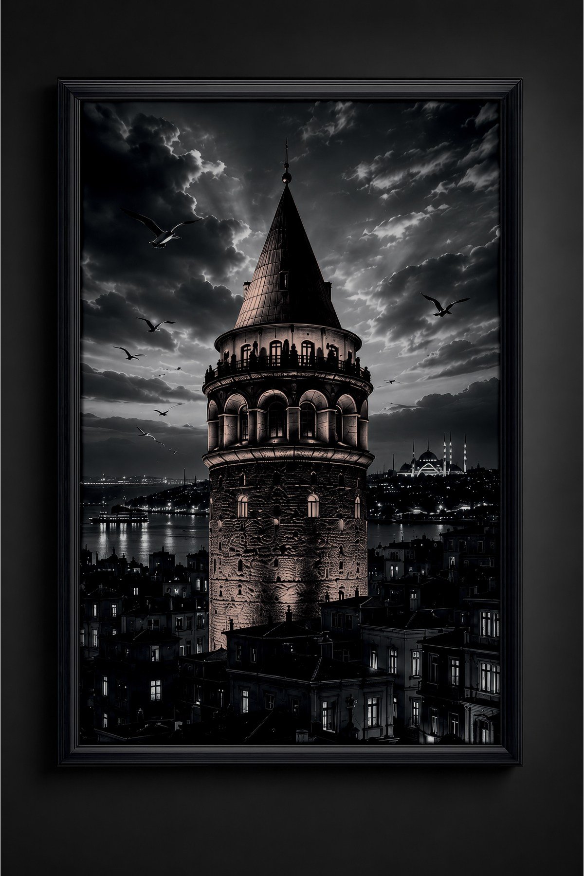 Galata Kulesi Temalı Ahşap DuvarTablosu – Şehrin Işığı İstanbul Dekoratif Tablo