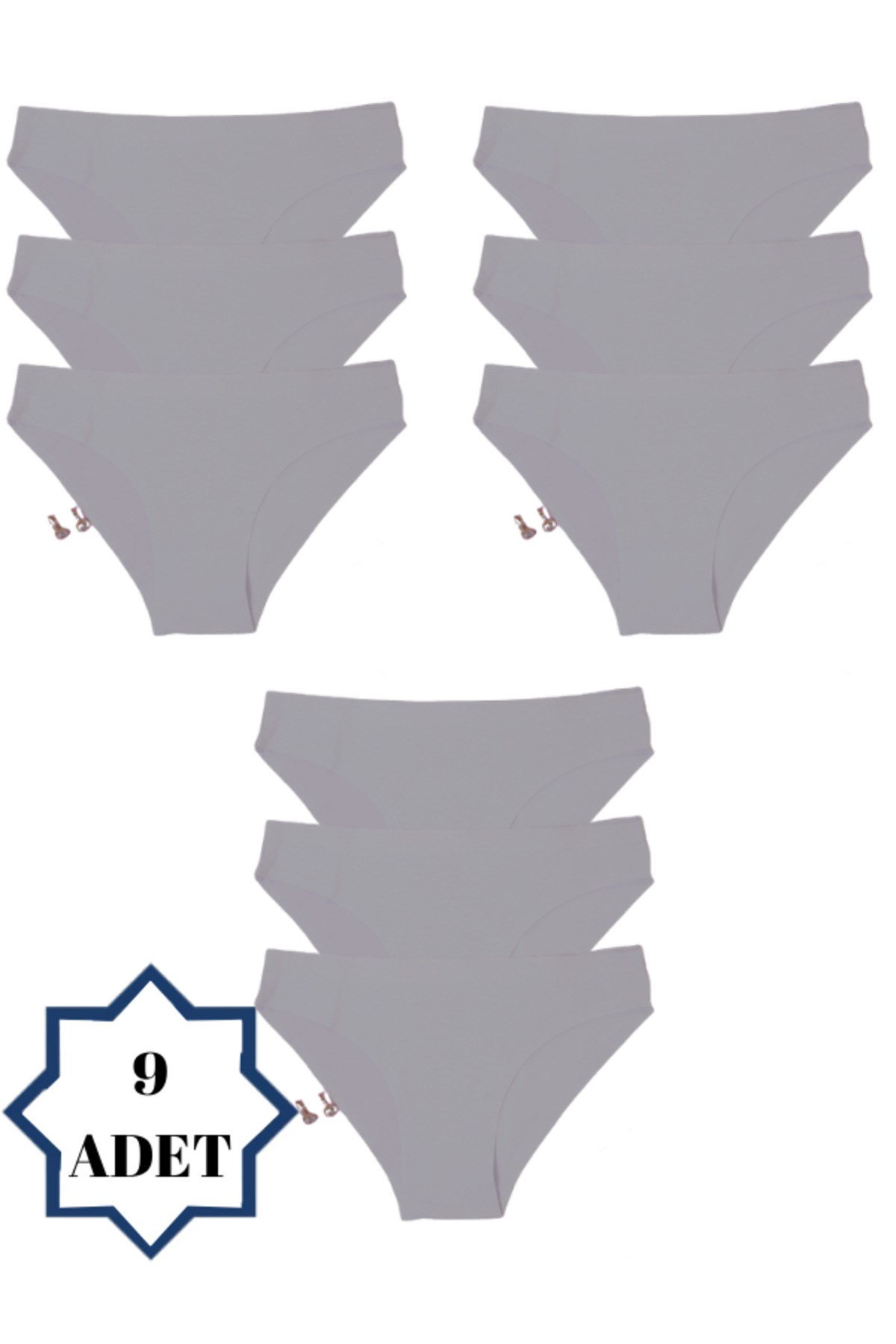 Kadın 9'lu Antrasit Ekonomik Paket Dikişsiz Lazer Kesim Iz Yapmaz Likralı Bikini Slip Külot