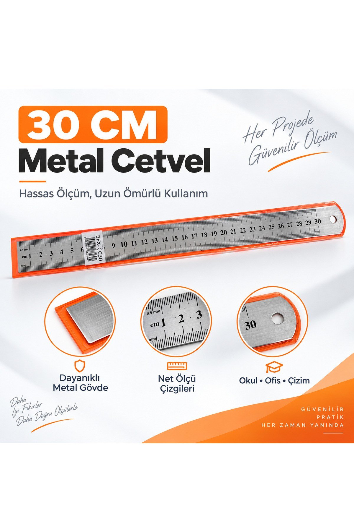 Metal Cetvel 30 cm