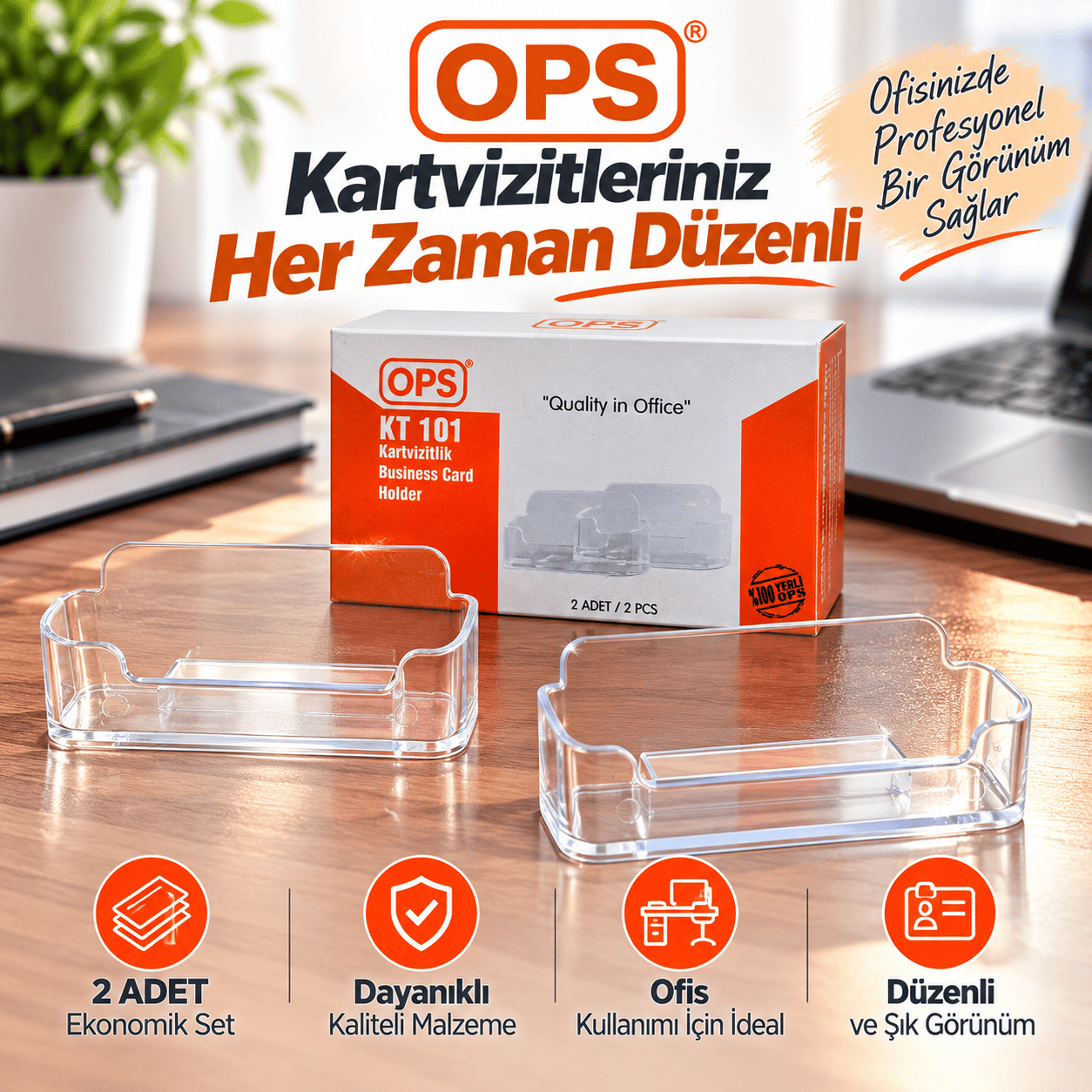 Şeffaf Masaüstü Kartvizitlik 2'li
