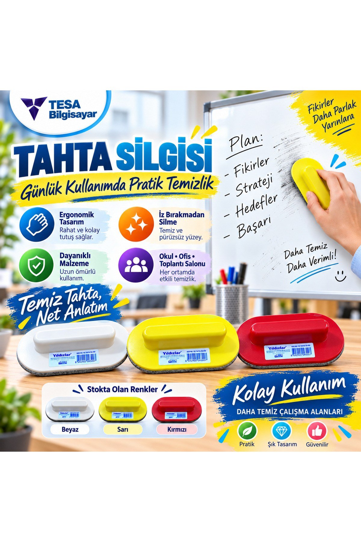 Tahta Silgisi 1 Adet Çoklu Renk