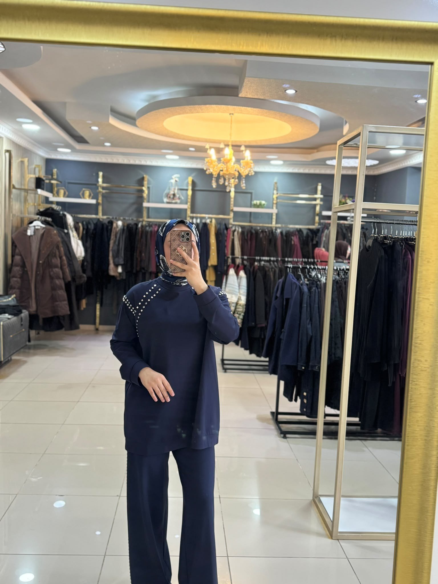 Butik Arya Omuz Detaylı Lacivert İkili Takım