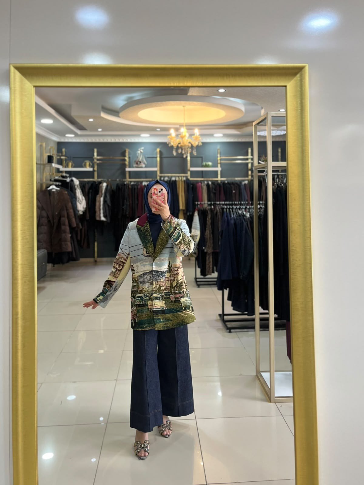Goblen Desenli Blazer Ceket