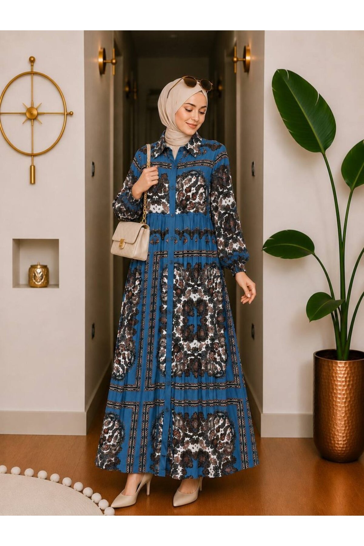NURGÜL VİSKON UZUN ELBİSE