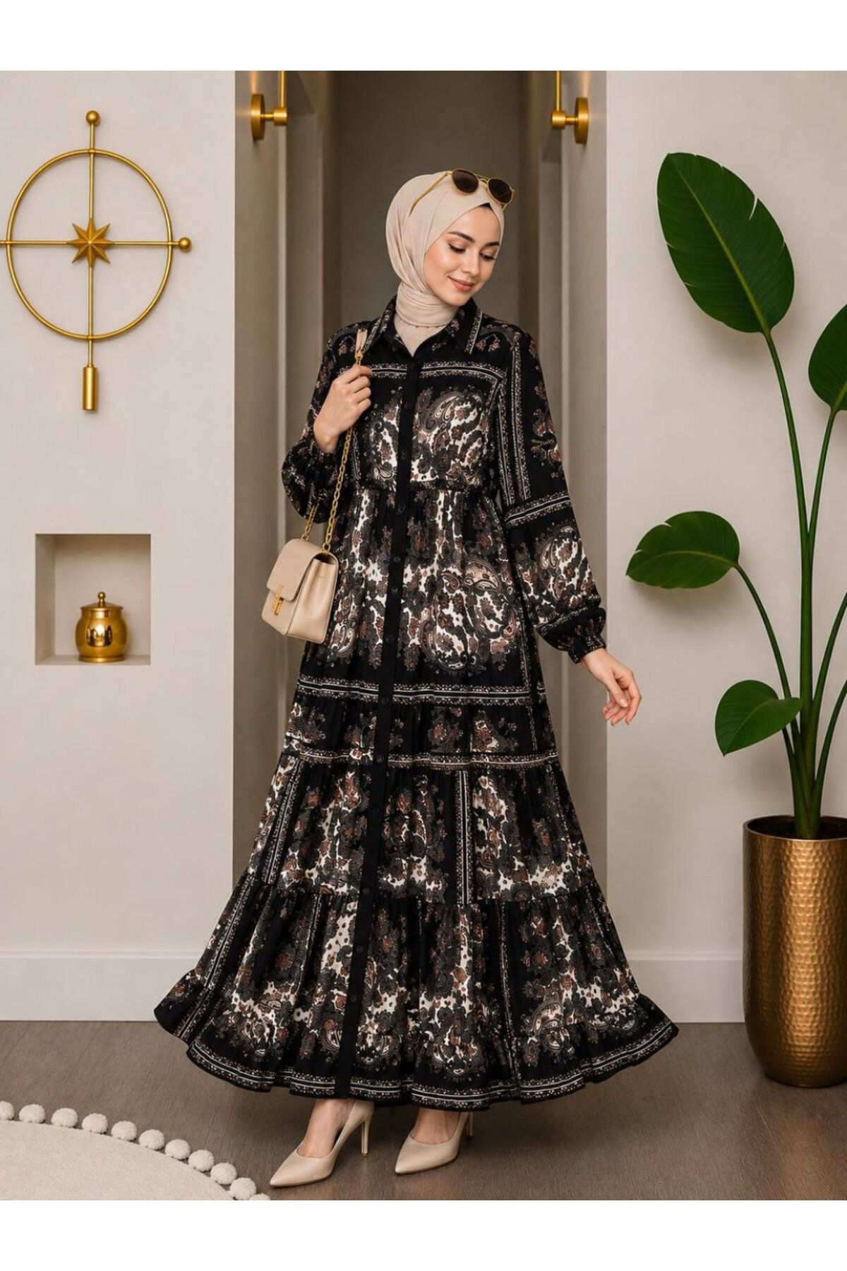 NURGÜL VİSKON UZUN ELBİSE