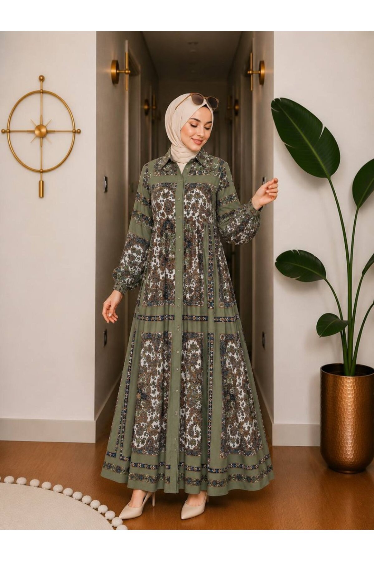 NURGÜL VİSKON UZUN ELBİSE