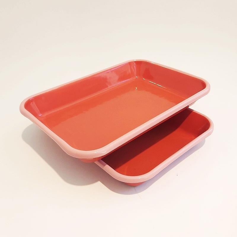 Emaye 2'li Meze Tabağı Kiremit 27 x 19 cm