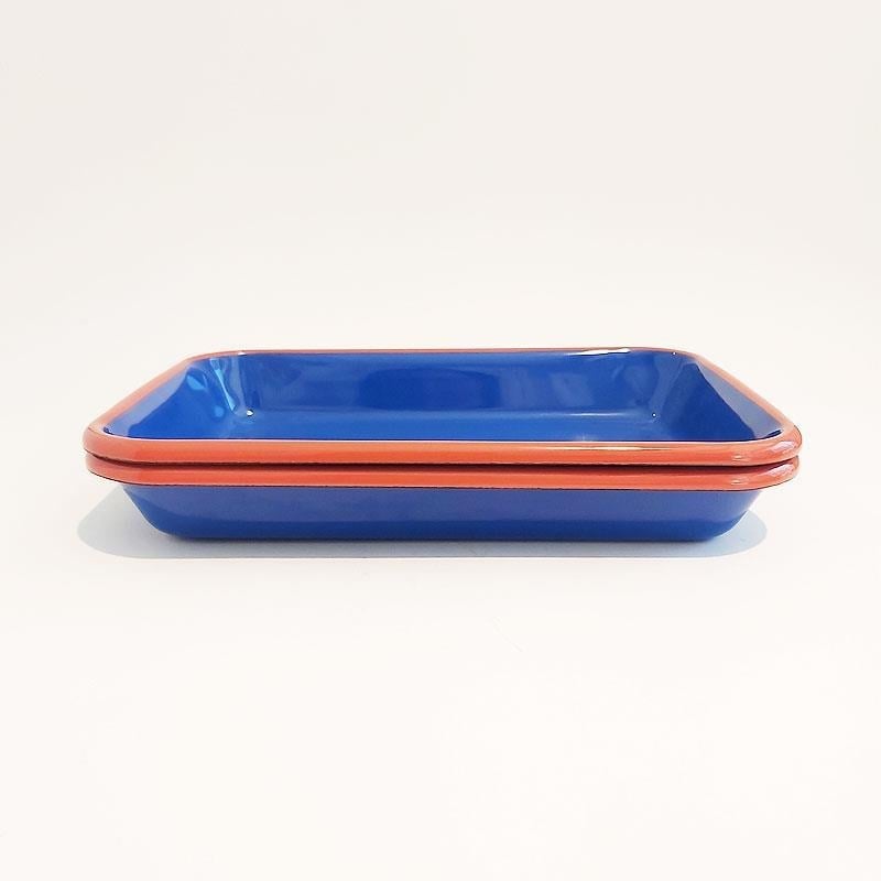 Emaye 2li Meze Tabağı Kobalt  27 x 19 cm