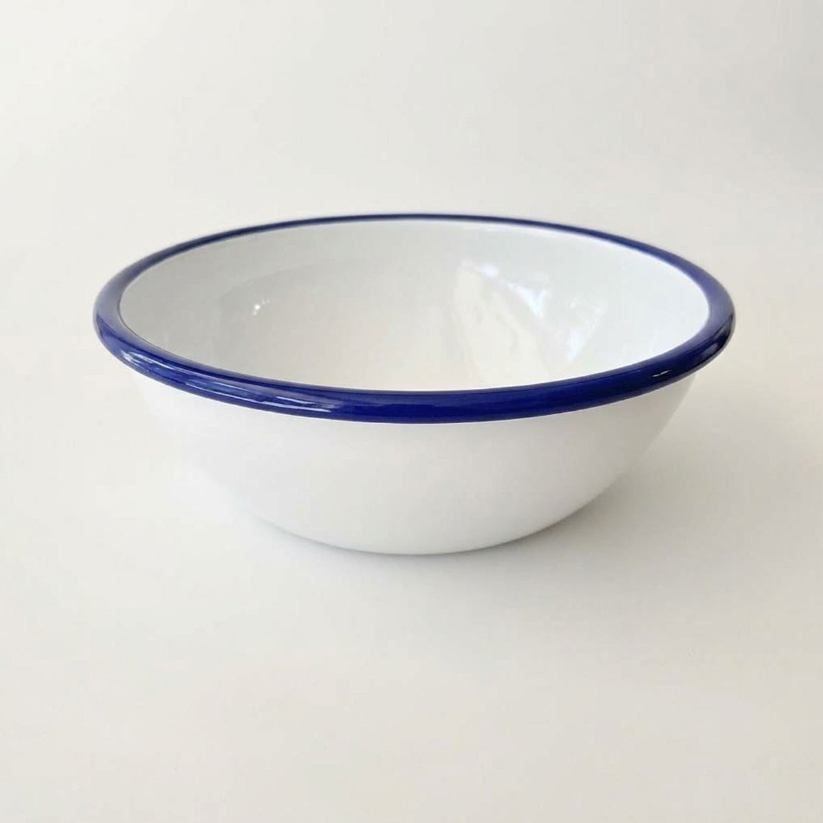 Emaye Kase 26 cm Beyaz Kordon Kobalt