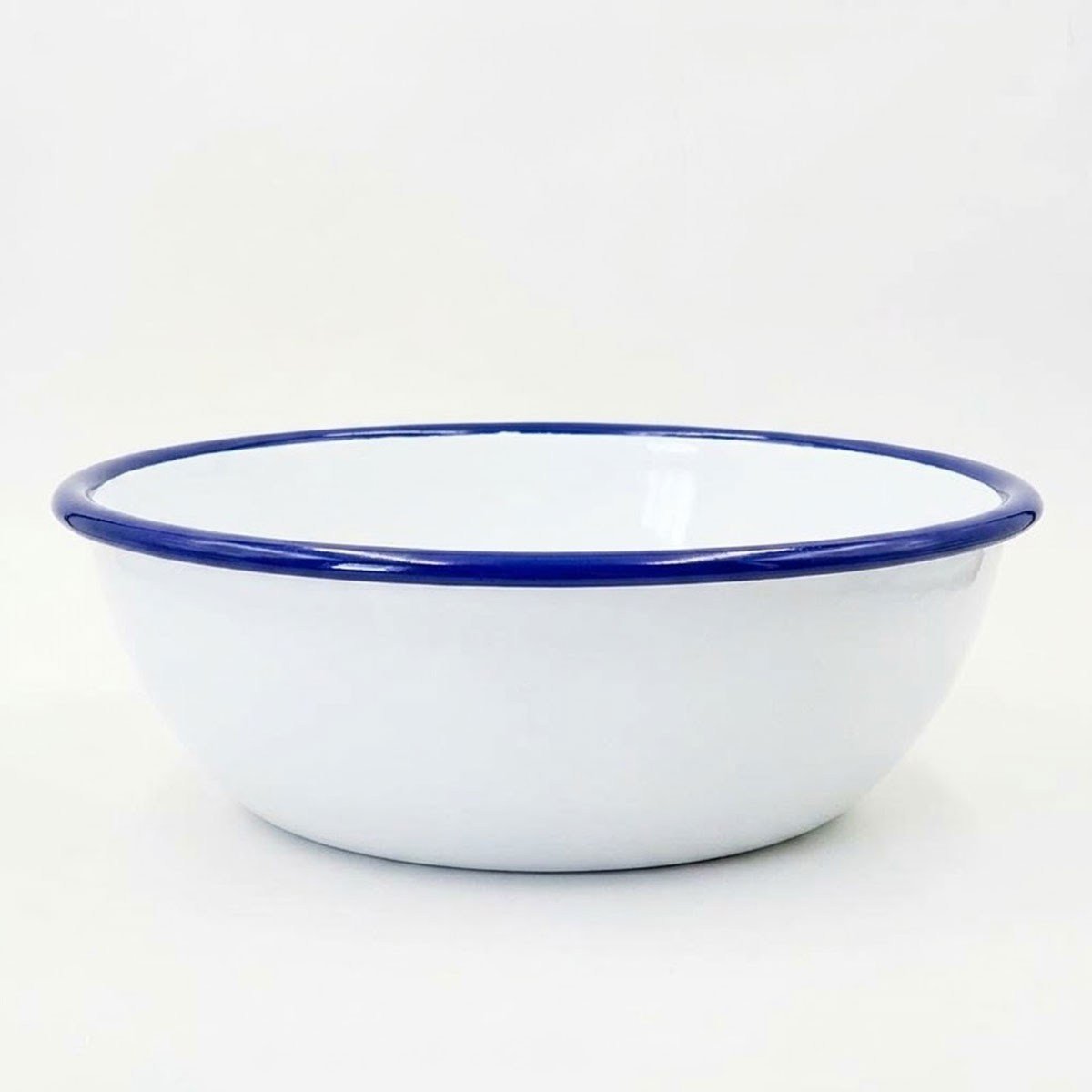 Emaye Kase 32 cm Beyaz Kordon Kobalt