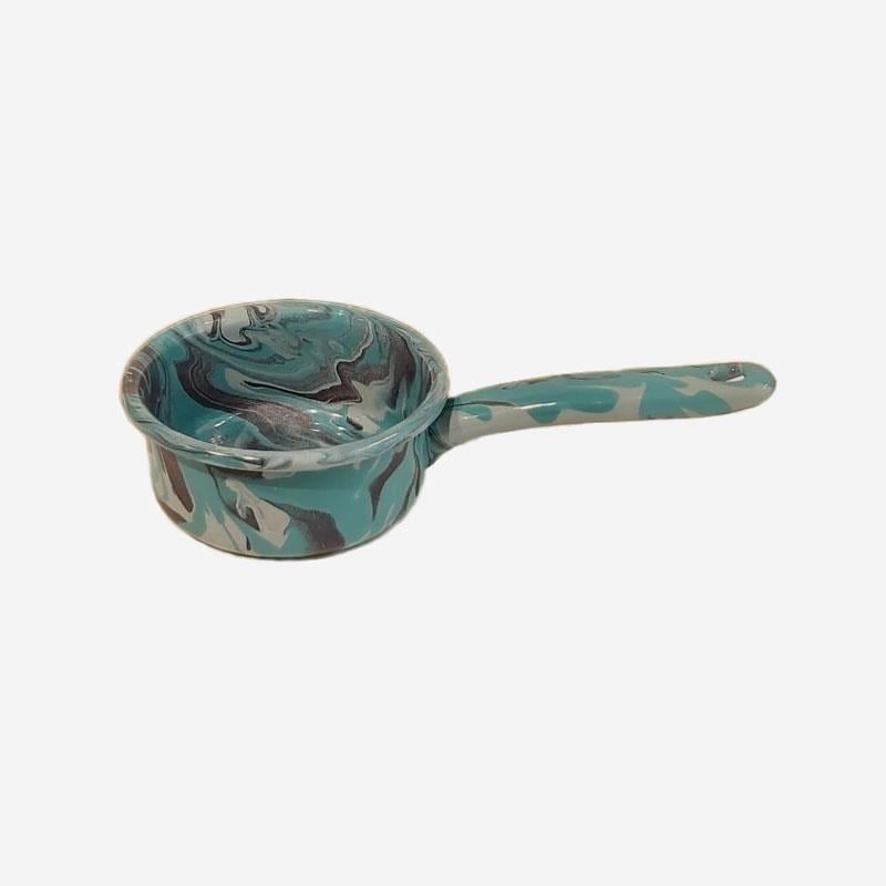 Emaye Kaserol 12 cm Mermer Desen Mavi