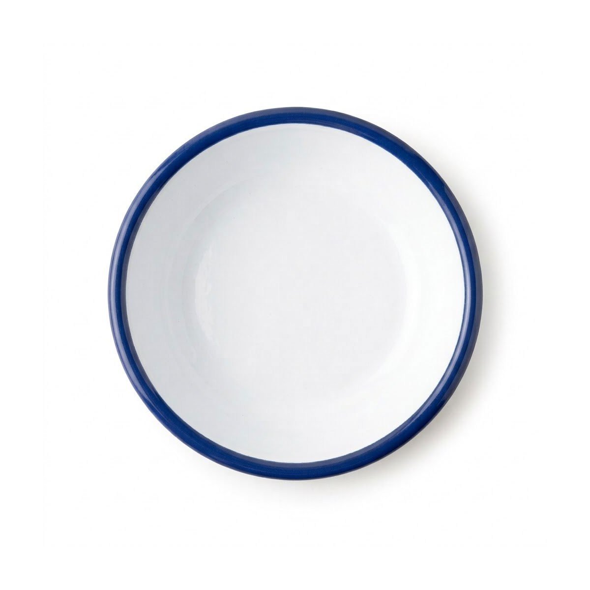 Emaye Tabak 12 cm | Beyaz Kordon Kobalt