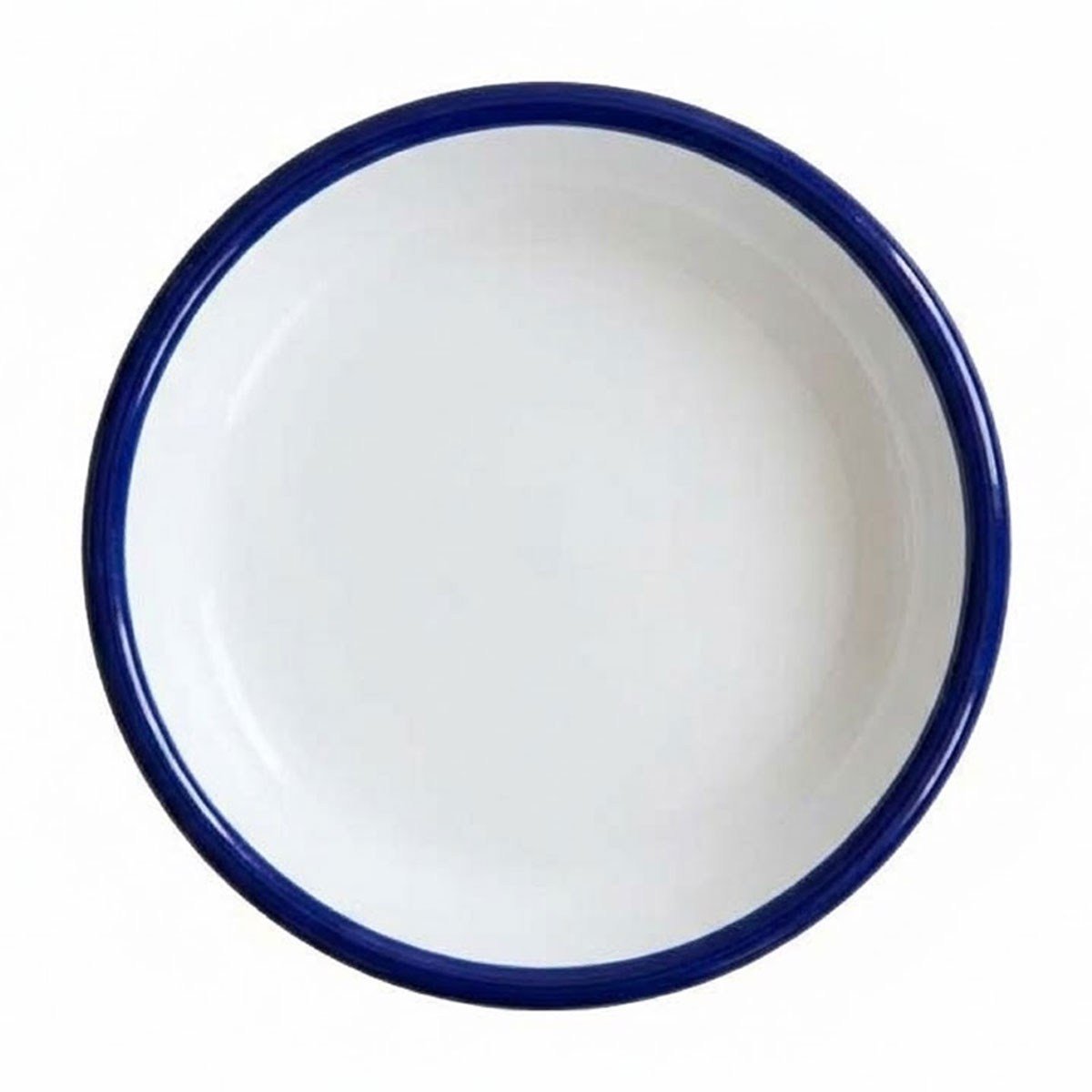 Emaye Tabak 26 cm Beyaz Kordon Kobalt