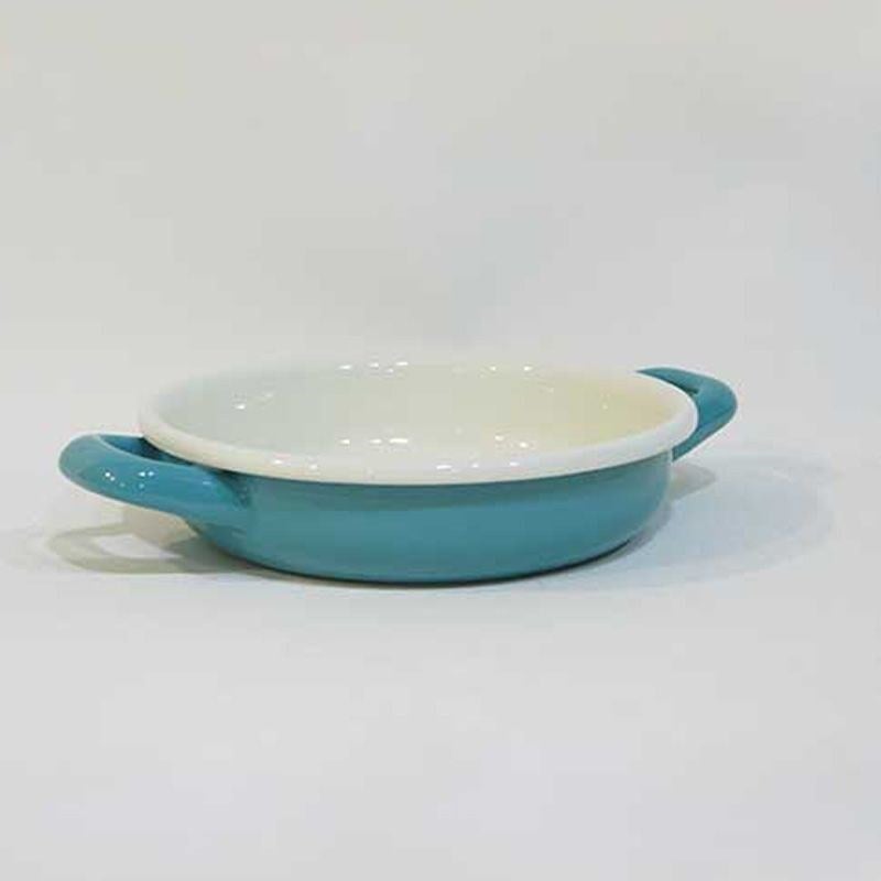 Renkli Emaye Sahan 16 cm Turkuaz