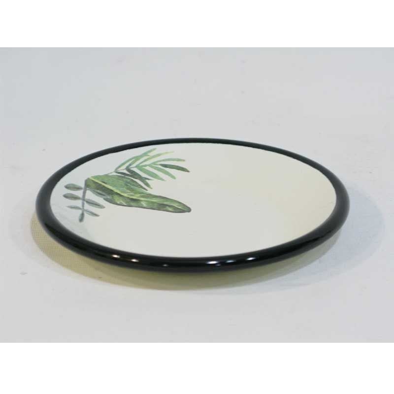 Tropic Yaprak Desen Emaye Mini Tabak 12 cm