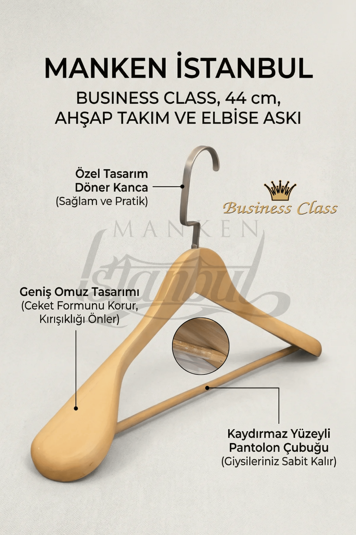 Geniş Omuzlu 44 Cm Ahşap Ceket Askısı